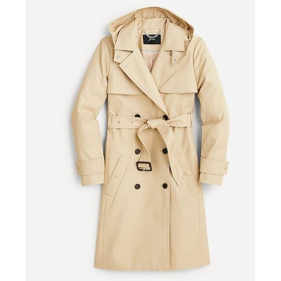 J.Crew Womens $348 New Icon Trench Coat Vintage Khaki Size 4 BF456